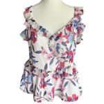 French Connection  Aden Bai Lurex‎ Frill Ruffle Cami Top Women's 8 Floral Sparkle Photo 1