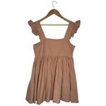 ASOS Dress Womens 4 Linen Fit Flare Mini Square Neck Ruffle Sleeve Cotton Peach Photo 10