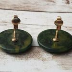 Vintage Clip On Earrings Shades of Dark Green Circle Just Under 1.25" Photo 3