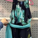 R & K navy teal floral chiffon maxi dress plus 16w Photo 2