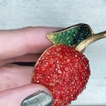 285. Vintage Glass Seed Beads Fruit Teacher’s Gift Red Beaded Apple Brooch Photo 2