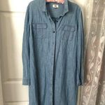 Old Navy Western Jean denim button down 100% cotton Shirt Dress sz L, tiny stain Photo 0