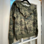 Nine West Camouflage Camo Print Ruffle Pullover Sweater Sweatshirt Size M Medium Photo 4