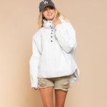 POL Emma Quilted Pullover Hooded Jacket W/1/2 Snap Front size M C20 Photo 2