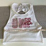 PINK - Victoria's Secret PINK UW Madison Badgers Cropped Backless Foil Print Graphic Tank Top Sz Large Photo 6