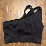 American Eagle  Tackma One Shoulder Sports Bra Crop Top Black Mesh Medium Photo 0
