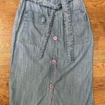 Pomodoro denim elastic waist chambray midi skirt size small Photo 0