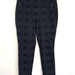 Ivanka Trump  Slim Ankle Pant Dark Gray Black Navy Plaid Ponte Pull On Crop Work Photo 0