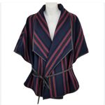 BB Dakota  Women's Striped Poncho in Navy and Red | Multicolor Striped Shawl Photo 1