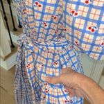 Avara Pinch Sommer Dress Midi Cherry Print Puff Sleeve Cotton New Blue Size XS Photo 6