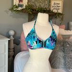 SO Bikini Top Swimsuit Tropical Blue Womens Large  Photo 2