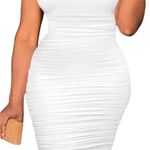 NEW Plus Size Bodycon Oversized Sleeveless Ruched Tank Club Midi Dress 5X White Photo 0