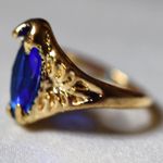 Source Unknown NWOT Majestic Blue Beveled Glass Inset Gold Tone Metal Alloy Size 11.5 Glam Ring Photo 2