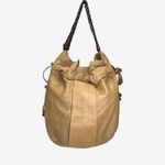 Marni Tan Leather Drawstring Tote with Woven Chain Strap Made in Italy Photo 5