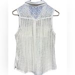 Miss Me  Cream Semi Sheer Lace and Bead Trimmed  Western Country Sleeveless Top Photo 5