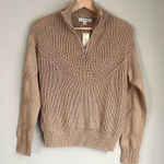 Francesca’s NWT Anita Knit Quarter Zip Pullover Sweater Size Small Tan Photo 0