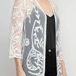 Nina Leonard NWT  Womens XL Open Front Lace Floral Cardigan Duster Kimono Sweater Photo 0