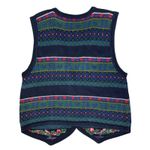Erika Vintage  Fair Isle Cottage Dark Floral Sweater Vest Size M Holiday Vintage Photo 6