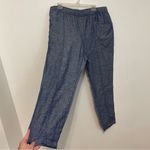 Old Navy High Waisted Cropped Linen Blend Pants Blue White Chambray Crop Ankle L Photo 9