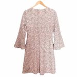 Anthropologie Maeve Dress Tweed Bell Sleeve Retro Sheath Cream & Red Mini Mod Dress Size Small Photo 2