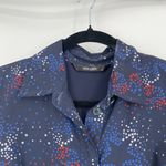 Eshakti  Women's Navy Star Print Belted Button Up Knee Length Shirt Dress‎ Size 4 Photo 2