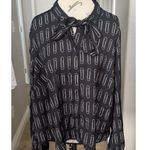 Modcloth Blouse Plus Sz 3X Bow Tie Neck Long Sleeve Rodeo Retro Preppy Western Photo 3