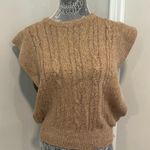 VTG 70s Women’s Sz: S The Silk Workshop Open Side Tan Pullover Cable Knit Vest. Photo 0