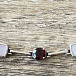 Garnet Mother of Pearl Moonstone Sterling Silver Necklace Photo 1