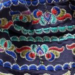 AQUA Off-The-Shoulder Floral Embroidered Colorful Top/Shirt on Navy Base XS Photo 5