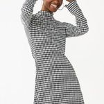 SO NWT  Houndstooth Long Sleeve Mockneck Mini Dress Size XS Photo 0