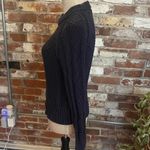 LL Bean Signature Sweater Womens XS Fisherman's Cable Knit Heavy Cotton Navy Blue Photo 2