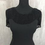 Adrianna Papell  evening dress beaded top and short sleeve shoulders fitted gown Photo 1