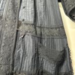 American Vintage Vintage 90s Black Boho Tunic Dress w/ Crochet Lace & Pockets Vintage Boho Black Photo 3