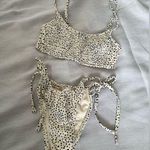 Xhilaration White and Black Spotted Smocked Bikini Set size small Photo 0