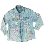 Good American Custom Rainbow Blue Denim Redesign Shacket Jacket size 5 / XXL Photo 1