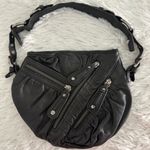 Junior Drake Black Leather Zipper Shoulder‎ Bag Photo 0