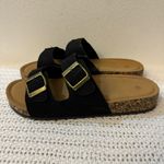 Women’s Sandal Slides– Adjustable Buckle Slippers, Lightweight with Cork Footbed Black Size 8 Photo 6