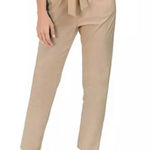 Maison Jules  NWT Paper Bag Pleated Cropped Belted Pants Large Brooklyn Beige Photo 0