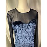Entro  Velvet Mesh Long Sleeve Gown Maxi Dress Blue Size L Evening Formal Holiday Photo 1