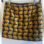 J.Crew Animal Jacquard Mini Skirt Black and Gold Elephant Print Size 4 Photo 4