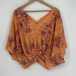 Free People  One Dance V-Neck Top in Coral and Purple Women’s Size Medium Photo 2