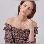 Maje  Lanael Smocked Ruffle Off Shoulder‎ Blouse Ditzy Floral Black Size S NWOT Photo 2