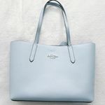 Coach Pastel Blue Genuine Leather Large Avenue Tote Bag Photo 0