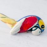 Vintage Brooch / Vintage Pin Ceramic Bird / Parrot Brooch Red Photo 2