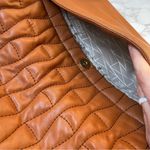 Badgley Mischka Quilted Brown Leather Shoulder Bag Flap Medium Sized Gold Chain Photo 6