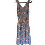 Talbots  Light Blue Fit and Flare Floral Midi Dress Size 14 NEW Flowing Hibiscus Photo 1