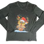 Christmas Owl Graphic Black Long Sleeve Tee Size Small NWOT Photo 0