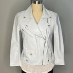 Rebecca Minkoff  Sz S - Baby blue leather moto jacket 3/4 sleeves Photo 5