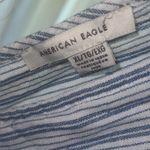 American Eagle  stripe linen ruffle deep v neck mini dress womens XL preppy Photo 2