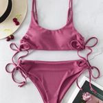 Zaful Pink Ribbed High Waisted Bikini Photo 0